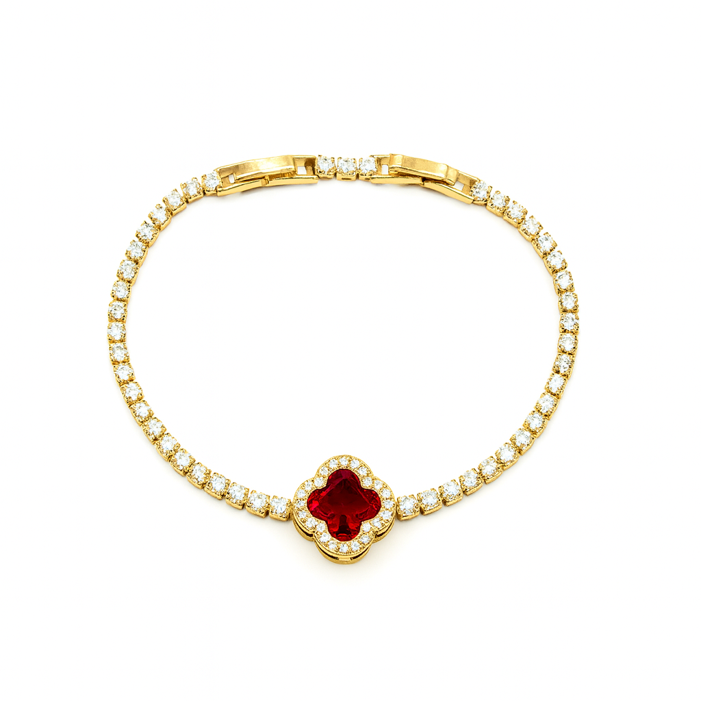 Luxe clover dames armband detailfoto met verfijnde klaver vorm