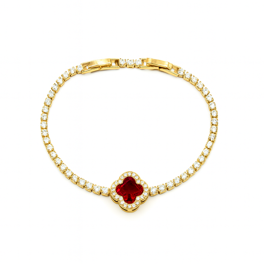 Luxe clover dames armband detailfoto met verfijnde klaver vorm