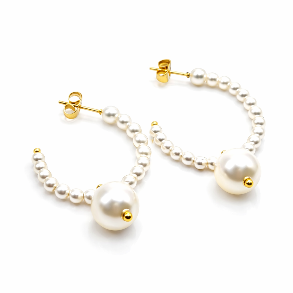 Parel oorbellen dames op witte achtergrond met elegant design