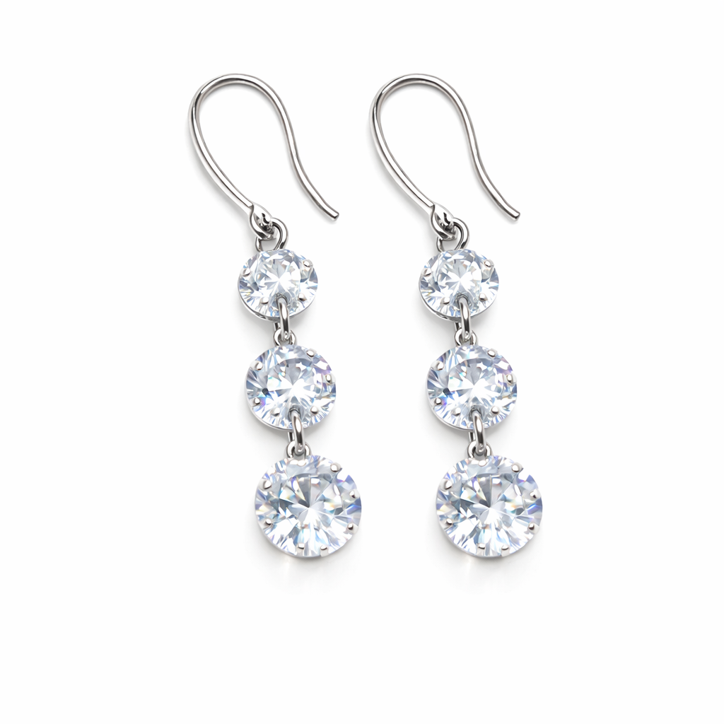 Kristallen oorbellen dames op witte achtergrond met elegant design