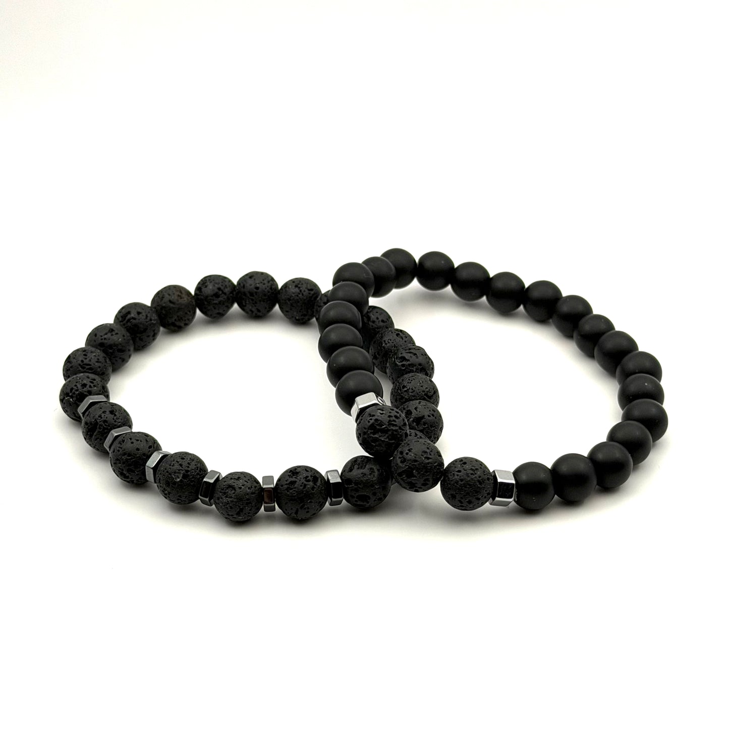 Noir Element heren armband met zwarte kralen en modern design – Montier Paris
