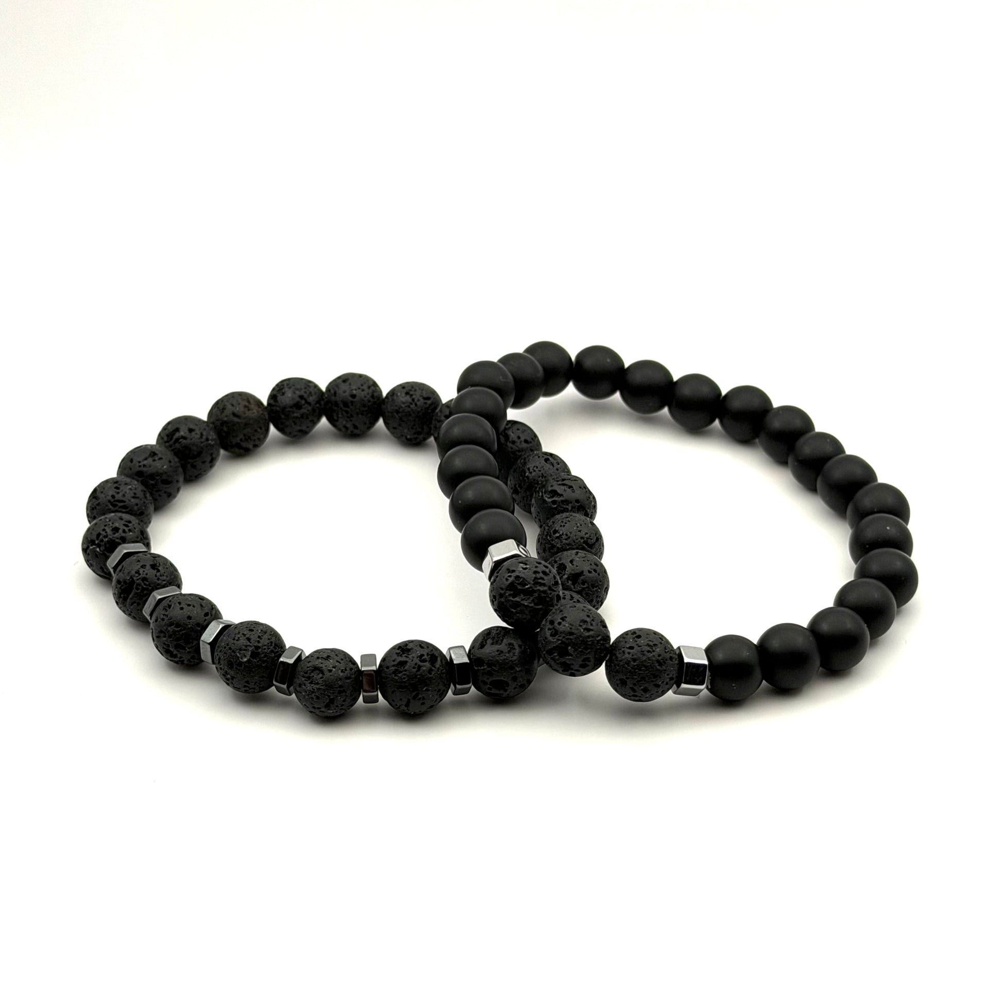 Noir Element heren armband met zwarte kralen en modern design – Montier Paris
