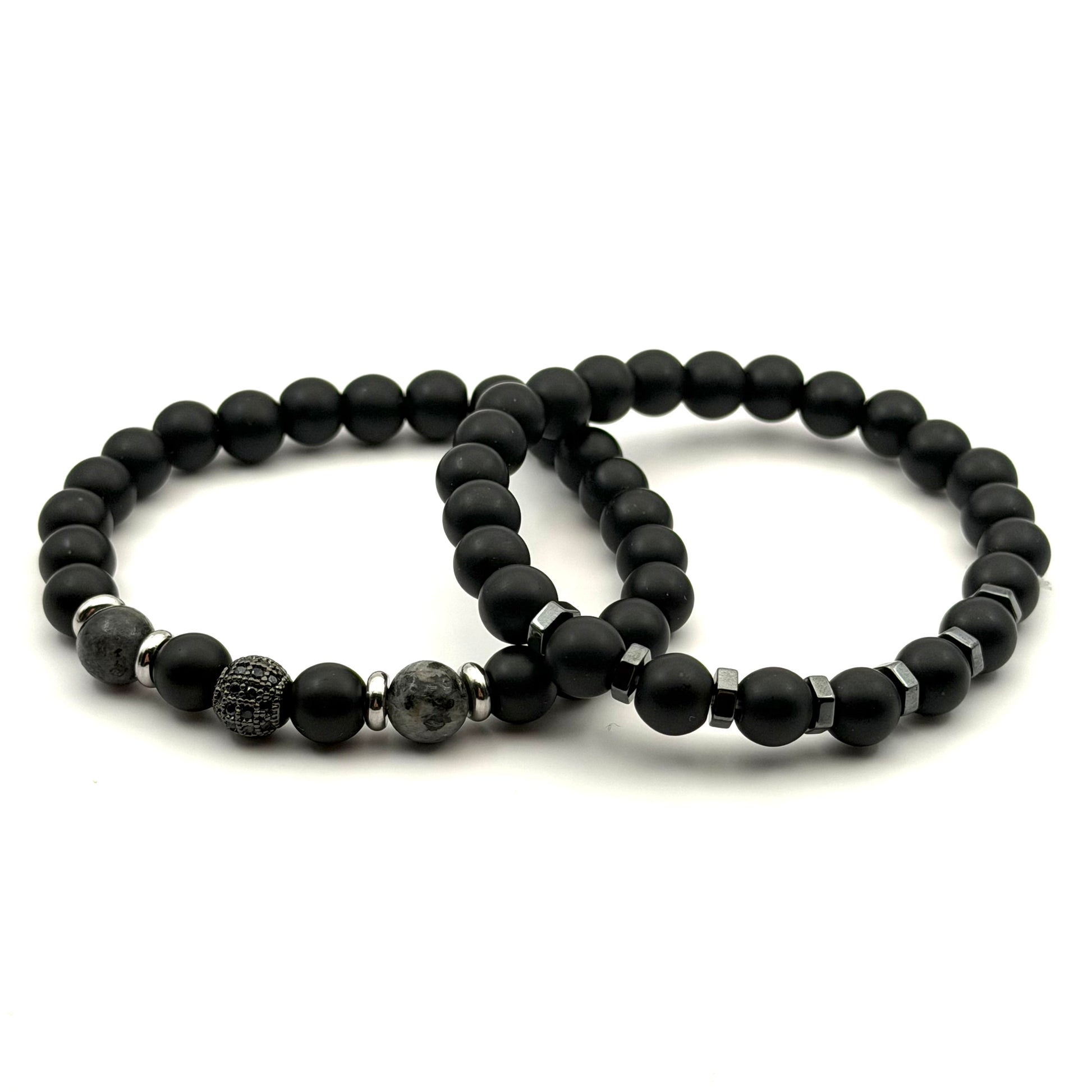 Noir Prestige heren armband met zwarte kralen en luxe uitstraling – Montier Paris
