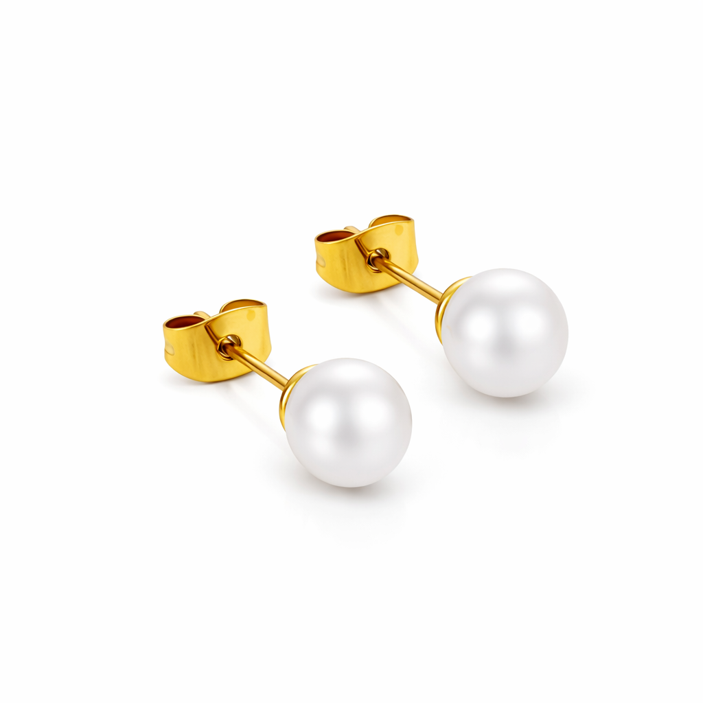 Parelmoer oorbellen dames op witte achtergrond met elegant design
