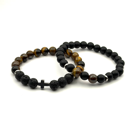 Serein heren armband met lavasteen en tijdloos design – Montier Paris
