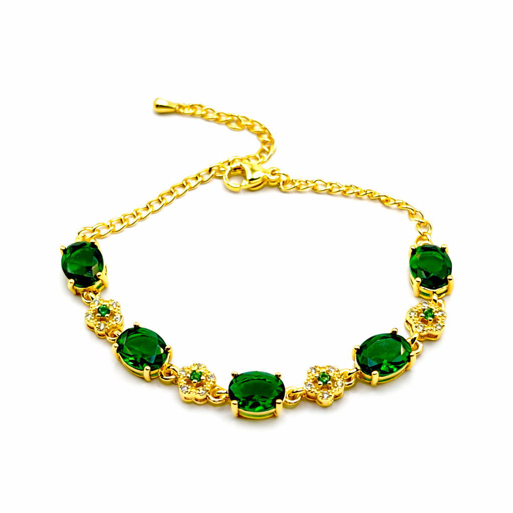 Émeraude Royale edelsteen armband voor dames met groene smaragdlook – Montier Paris
