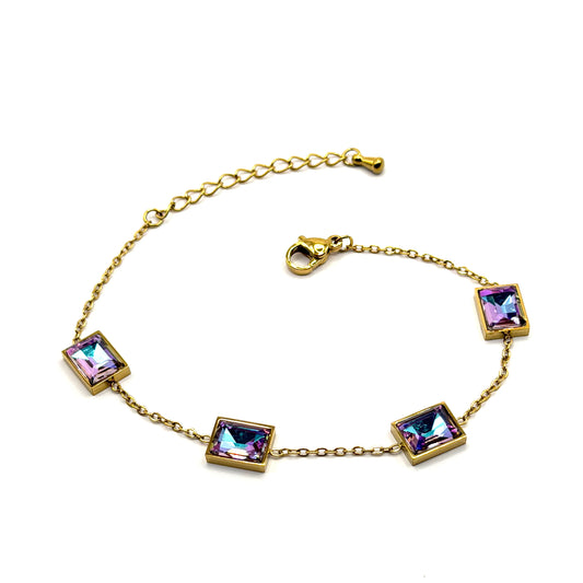 Éclat Carré geometric armband voor dames met zilverkleurig geometrisch ontwerp – Montier Paris
