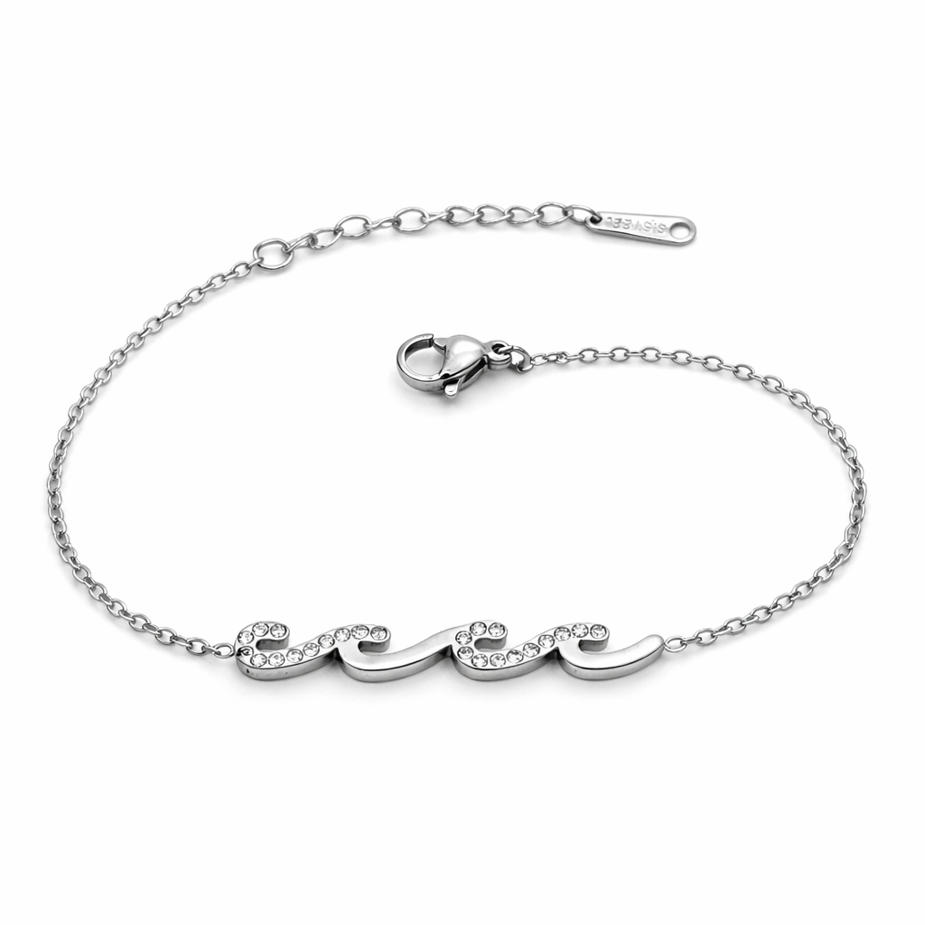 Vague d’Or zilveren dames armband met zirkonia stenen en elegante uitstraling – Montier Paris
